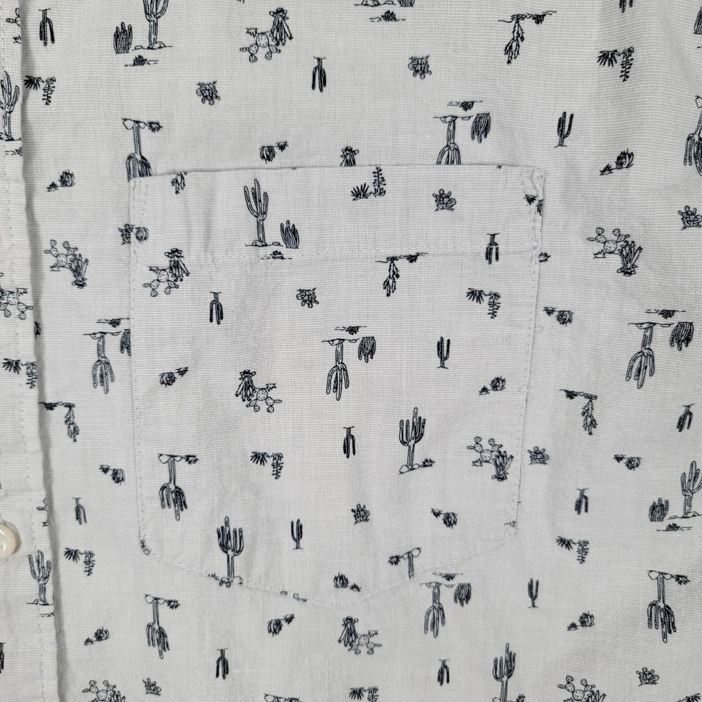 Old Navy Shirt Mens XL Gray Slim Fit Short Sleeve Button Down Cactus Print - Picture 4 of 12